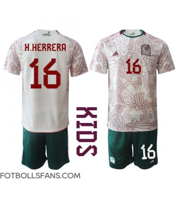Mexiko Hector Herrera #16 Replika Bortatröja Barn VM 2022 Kortärmad (+ Korta byxor)